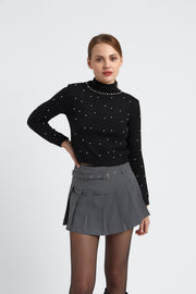 PULL FEMME PERLES BIJOUX PERLA NOIR